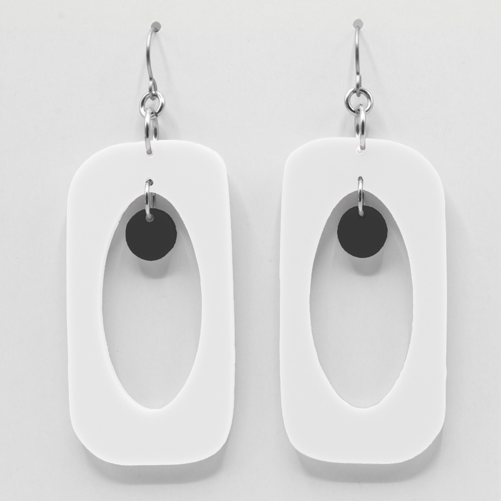 White Beatnik Party Statement Earrings - Hip Mod